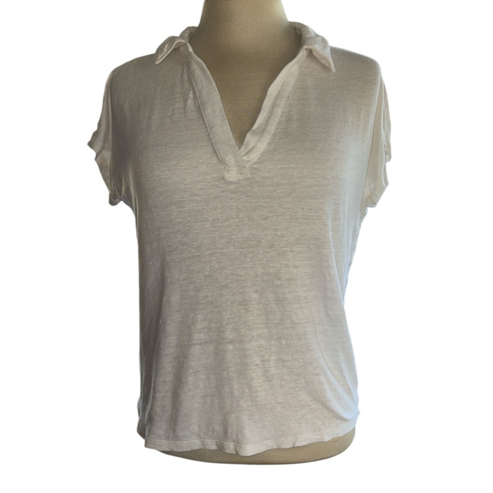 Tommy Bahama blouse pullover 100% linen short sleeves collared size XSmall